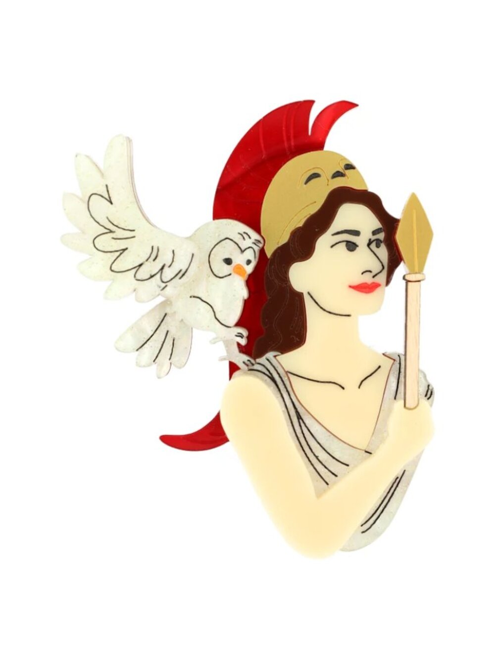 La Vidriola Wise Athena With Her Owl Brooch. greek mythology. greek goddess.
